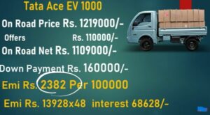 Tata Ace EV Electric mini pickup truck motor power battery power range and all specification feature price and latest launching update 2024 -2025:-